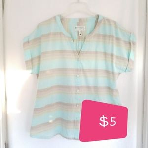 Aventura Blue/Tan Striped Fair Trade Organic Top